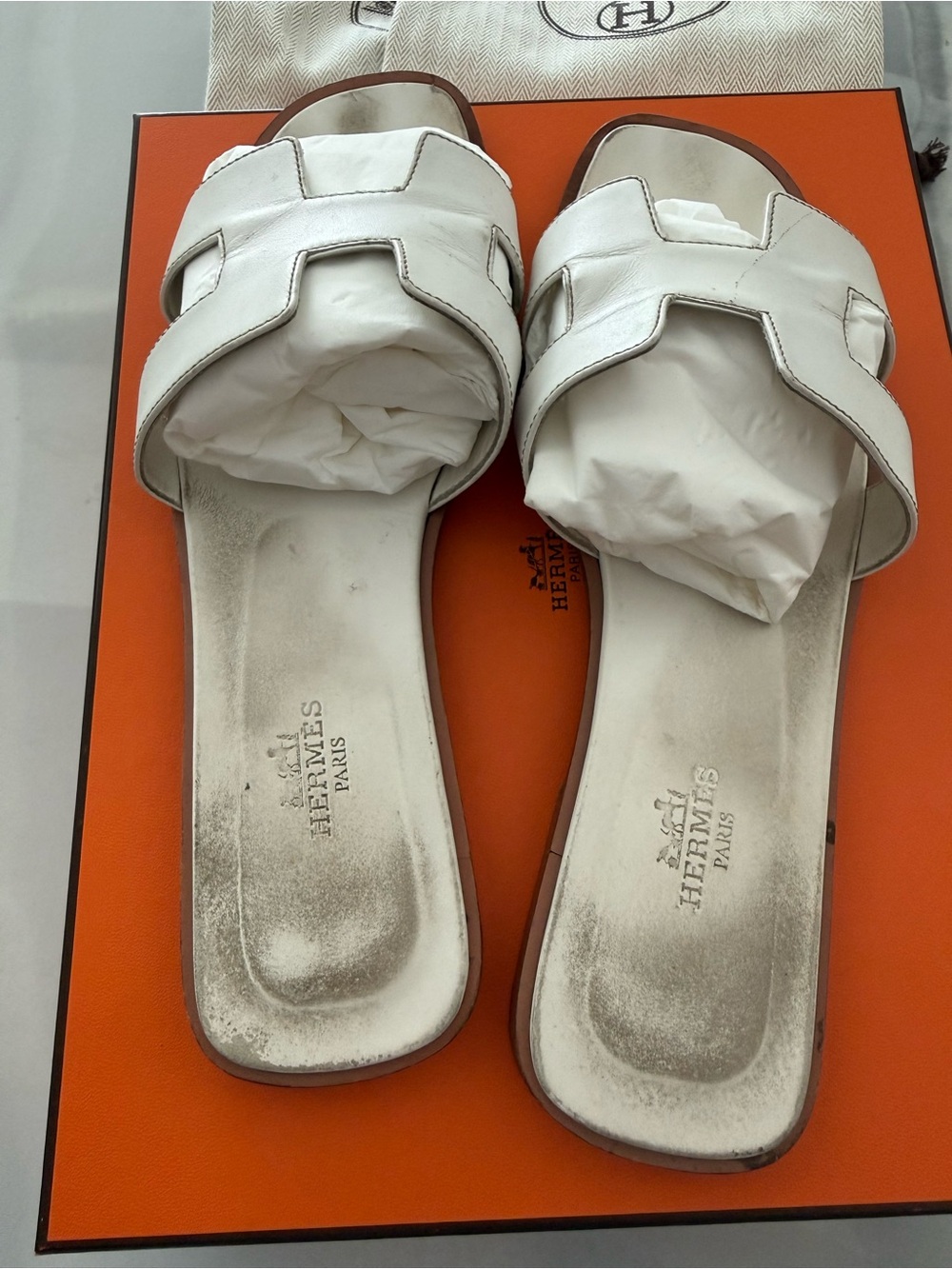 White Oran Leather Slide Sandals - Women - Picture 5 of 14